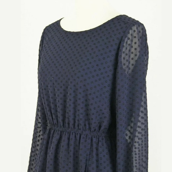 ❌SOLD❌J.Crew Factory Navy Clio Dot Tulip Hem Dress - Picture 3 of 6